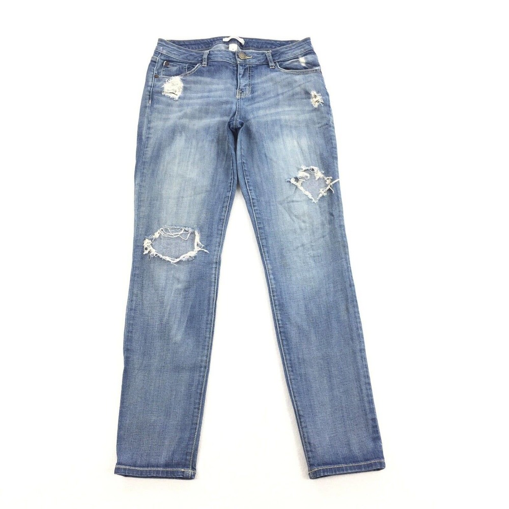 Refuge Distressed Ripped Skinny Leg Jeans Size 8 Womens Medium Blue Wash Denim